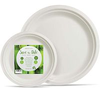 [100 Pcs] 10”/7” Round Disposable Party Plates Set Appetizer Compostable Biodegradable Bagasse Sugarcane Heavy Duty Alternative To Paper Bamboo Wood or Plastic Eco Friendly for BBQ Wedding Event Home