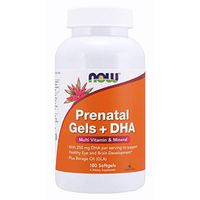 NOW Supplements, Prenatal Gels + DHA with 250 mg DHA per serving, plus Borage Oil (GLA), 180 Softgels
