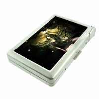 Metal Cigarette Case with Built in Lighter Fairies D1 100's Size Cigarettes Silver Metal Wallet 4.75" X 2.75" RFID Protection