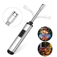 Vgate Electric Arc Lighter-Lighters USB Rechargeable Windproof Flameless 360°Flexible Long Neck Safety Switch for Grill BBQ Camping Fireworks Home Kitchen(Silver)