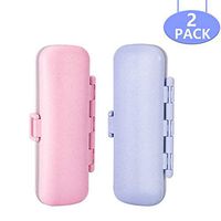 Pill case Travel Pill Organizer 7 Compartments, Moisture Proof Small Pill Box for Pocket Purse Daily Pill Case Portable Medicine Vitamin Holder Container(Pink&Blue)