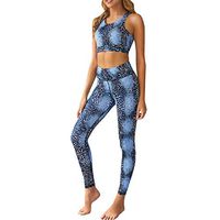 Putars Fashion Womens Yoga Pants, Print Yoga Pants Tummy Control Workout Running Stretch Yoga Leggings Sleeveless Yoga Vest Sports Fitness Set Elastic Tops+Pants