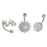 3pcs Stainless Steel Belly Button Rings Crystal Navel Bar Body Piercing 14G Beauty Womans Party Jewerly Creative Accessories Cheap Casual Beautiful Style