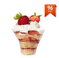 Mini Swirl Triangle Dessert Cup - Plastic Disposable Reusable For Serving Dessert, Fruits & Mini Appetizer - Sampling Tasting Cups for Wedding Birthday Parties By Loreso (96CT 3.5oz Cups)