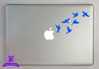 Overly Attached Decals Small Flock of Birds in Flight Vinyl Decal Sized to Fit A 15" Laptop - Sky Blue