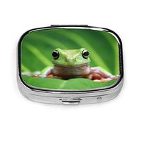 ZJZDCZA Dumpy Frog On Leaves Fashion Square Pill Box Vitamin Medicine Tablet Holder Wallet Organizer Case