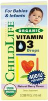 Child Life Organic Vitamin D3 Liquid, Natural Berry.338 Fluid Ounce
