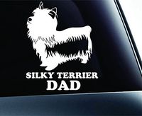 Silky Terrier Dad Dog Symbol Decal Paw Print Dog Puppy Pet Family Breed Love Car Truck Sticker Window (White), Decal Sticker Vinyl Car Home Truck Window Laptop