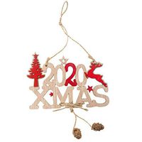 🍀Libobo🍀Christmas Crafts Christmas Exquisite Premium Wooden Pendant Hanging Decoration (B)