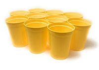 CSBD Stadium 16 oz. Plastic Cups, 10 Pack, Blank Reusable Drink Tumblers for Parties, Events, Marketing, Weddings, DIY Projects or BBQ Picnics, No BPA (Yellow)