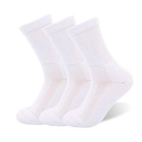 Copper Infused Non Binding Diabetic Circulatory Cushion Sole Crew Socks for Mens and Womens, White-3 Pack