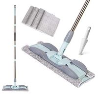 Mop 15 In Microfiber Hardwood Floor Mop 4 Washable Mop Pads Flat Mops for Wet or Dry Laminate Tile Floor Cleaning Dust Wet Mop With Durable Extended Handle