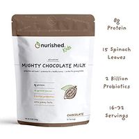 Nurished Mighty Chocolate Milk - Kids Daily Protein Powder Boosted with 2 Billion Probiotics and Organic Spinach Leaves - Natural Flavors Colors and Sweeteners - 16-32 Servings