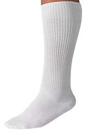 Grandeur Hosiery Women's Ladies Diabetic Non-Binding Comfort Top Over-The-Calf Cotton Crew Socks 3-Pack White 9-11