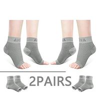 AVIDDA Ankle Brace for Men Women 2 Pairs Plantar Fasciitis Socks with Arch Support Compression Foot Sleeve for Achilles Tendon Support Sprained Ankle Swelling Flat Feet Gray L