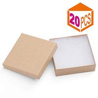 MESHA Jewelry Boxes 3.5x3.5x1 Inches Paper Gift Boxes Cardboard Bracelet Boxes with Cotton Filled (Brown-20Pcs)