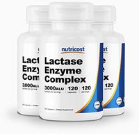 Nutricost Lactase Enzyme Complex 3,000 FCC ALU, 120 Veggie Capsules - Non-GMO, Gluten Free, 120 Servings (3 Bottles)