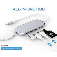 CweTrip USB C Hub, Type C Adapter with 4K HDMI Output, Type C PD Charging Port, 3 USB 3.0 Ports, SD/TF Card Reader, Compatible for MacBook Pro and Chromebook and More USB C Devices, Silver