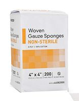 Woven Gauze Sponges 4" x 4". Case of 4000 8-ply Cotton sponges for Wound Dressing, Cleaning, prepping, or Packing. Non-Sterile, 100% Cotton, Latex-Free.