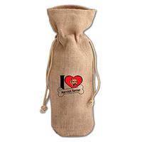 I Love My Norwich Terrier Dog Style 2 Jute Burlap Wine Drawstring Bag