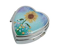 MaXing Personalized Beautiful Sunflower Custom Silver Glass Heart Pill Case Stainless Steel Pill Box Decorative Case