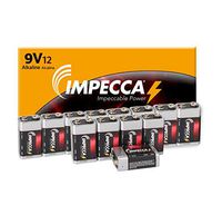 IMPECCA All Purpose Alkaline 9 Volt Batteries- Platinum Series |High Performance| Long Lasting Shelf Life| Leak Resistant| (12 Pack)