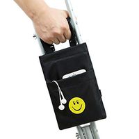 iGuerburn Crutch Bag Pouch with Dual Pockets - Universal Waterproof Crutches Accessories/Supplies for Adult or Youth Crutches 9.25” x 6.3" Black