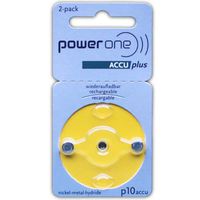 PowerOne ACCU plus Size 10 Rechargeable Hearing Aid Batteries