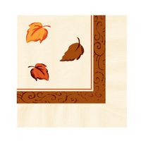 Hoffmaster 831324 610-FD366 2-Ply Ecru Beverage Napkin, 1/4 Fold, 10" Length x 10" Width, Autumn Basket (4 Packs of 250)