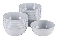 USA Star White Color 12 Pack Kitchenware Set, 15 Oz Dinnerware Plastic Bowls, Dishwasher Safe Clipper Dish Set