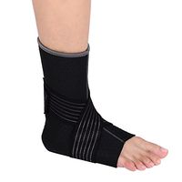 Yosoo Nylon Ankle Support Breathable Ankle Brack with Strape for Athletics and Injury Recovery, Black