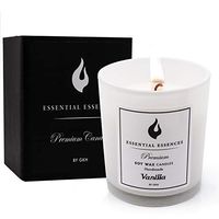 Essential Essences' Handmade Soy Wax Scented Candles, with Essential Oils in Vanilla & Lavender Fragrances, All Natural Aromatherapy, for Bath and Body, Perfect for Men and for Women      