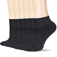 +MD Men's Non-Binding Bamboo Diabetic Circulatory 6 Pack Full Cushion Quarter Socks Black,Shoe Size 11-14