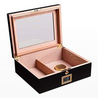 Cigar Box Humidifier Cedar Wood Cigar Cabinet Home Double-Layer Large Capacity Moisturizing Box Moisturizing Cabinet Cigar Box Black Skylight