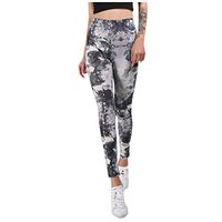 Womens Printed Yoga Pants Soft Milk Silk Workout Leggings Athletic High Waist Yoga Pants Lightweight Yoga Leggings (Gray, S)
