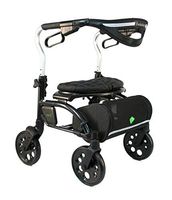 Evolution Xpresso Zero Lightweight Medical Walker Rollator with Seat, Large Wheels, Brakes, Backrest, Basket for Seniors Indoor Outdoor use (Carbon Black, Mini)