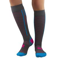 Zensah Featherweight Compression Socks - Ultra-Lightweight Compression Socks - Anti-blister, Graduated Compression (S, Neon Pink-Aqua)