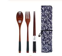 Bamboo Utensils Cutlery 3 Piece Set Wooden Cooking Utensiles Comes with FREE Kitchen Tongs