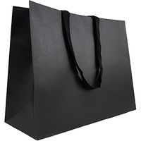 JAM PAPER Heavy Duty Matte Horizontal Gift Bags - XL - 17 x 13 x 6 - Black Kraft Recycled - Sold Individually