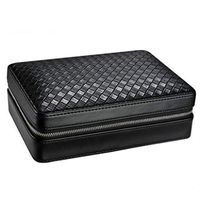 Exquisite Packaging, Weaving Patterns, Smoking Storage Tools, Cigar Boxes, Cedar Wood, Portable Cigar Boxes, About 4 Sticks (Color : Black)