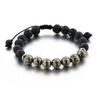 Mystiqs Deluxe Edition Adjustable Lava Rock & Pyrite Beaded Bracelet Essential Oil Diffuser for Men,Women Aromatherapy Ideal for Anti-Stress or Anti-Anxiety