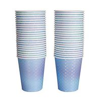 Geeklife Vivid Mermaid Scale Paper Cups, Foil Disposable Paper Cups 9oz for Wedding,Party,Cocktail and Anniversary Dinner