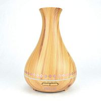Blisse Essential Oil Diffuser, Rose Gold Diamond trim, Bamboo Wood color, Vase shape, Ultrasonic Aromatherapy Humidifier, 400ml, dorm gift, Version 2, Quiet, 7-color modes, Cool Mist, Child & Pet Safe
