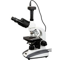 AmScope T360B-10M Digital Trinocular Compound Microscope, 40X-2000X Magnification, WF10x and WF20x Eyepieces, Brightfield, LED Illumination, Abbe Condenser, Double-Layer Mechanical Stage, Includes 10MP Camera with Reduction Lens and Software