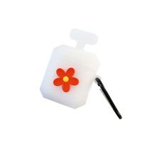 ICI-Rencontrer Super Elegent Fresh Flower Perfume Bottle Airpods Case Cute Portable AirPods Accessories Soft Silicone Anti-Scratch Shockproof Wireless Earphone Protective Case Carabiner White