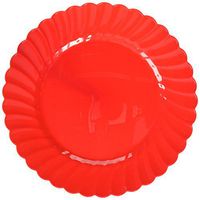 Amscan 430901.40 Premium Scallop Plastic Plates, 10 1/4", Apple Red