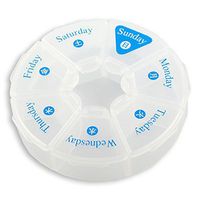Arbor Home MXY Round 7 Days Pill Box Organizer for Medicine Travel White Case Weekly Holder