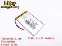 3.7V 4000mAh 3766113 Lithium Polymer Ion Rechargeable Battery Lithium Polymer Li-Po Battery for MP4 GPS MP3 Bluetooth Stereo DIY Gift