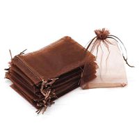 Dealglad 50pcs Drawstring Organza Jewelry Candy Pouch Christmas Wedding Party Favor Gift Bags (4x6", Brown)