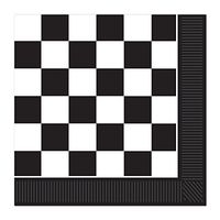 Club Pack of 192 Black and White Checkered 2-PlyDisposable Party Luncheon Napkins